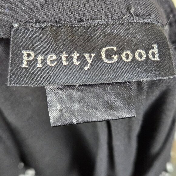 Pretty Good Size Medium Black Tunic White Embroidery Roll Tab Sleeves Back Tie - Picture 14 of 16